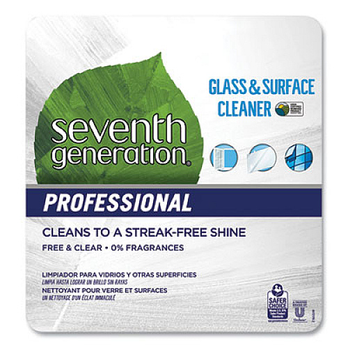 Seventh Generation Professional Glass and Surface Cleaner, Free and Clear, 1 gal Bottle, 2/Carton (44721CT)
