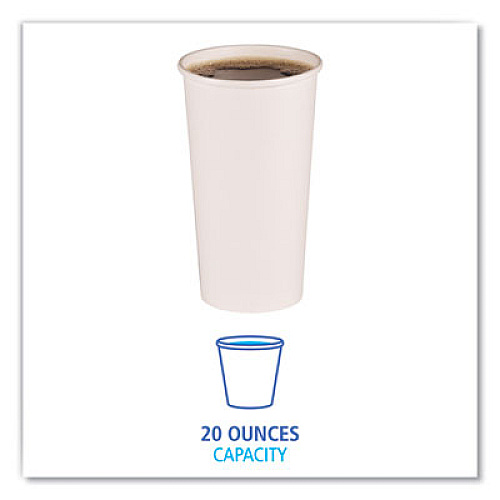 Boardwalk Paper Hot Cups, 20 oz, White, 50/Sleeve, 12 Sleeves/Carton (WHT20HCUP)