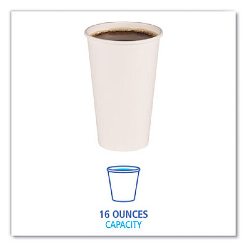 Boardwalk Paper Hot Cups, 16 oz, White, 50/Sleeve, 20 Sleeves/Carton (WHT16HCUP)