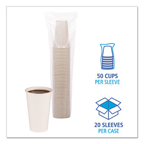 Boardwalk Paper Hot Cups, 16 oz, White, 50/Sleeve, 20 Sleeves/Carton (WHT16HCUP)
