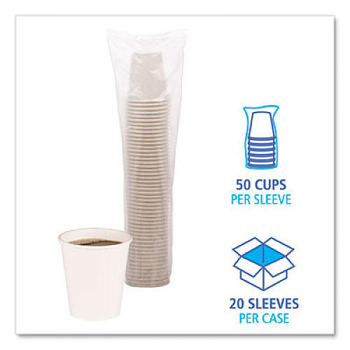 Boardwalk Paper Hot Cups, 10 oz, White, 50/Sleeve, 20 Sleeves/Carton (WHT10HCUP)