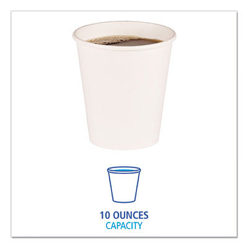 Boardwalk Paper Hot Cups, 10 oz, White, 50/Sleeve, 20 Sleeves/Carton (WHT10HCUP)