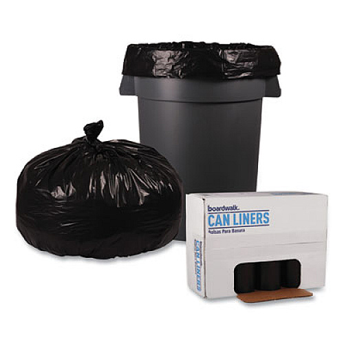 Boardwalk Recycled Low-Density Polyethylene Can Liners, 60 gal, 1.2 mil, 38" x 58", Black, Perforated, 10 Bags/Roll, 10 Rolls/Carton (519)