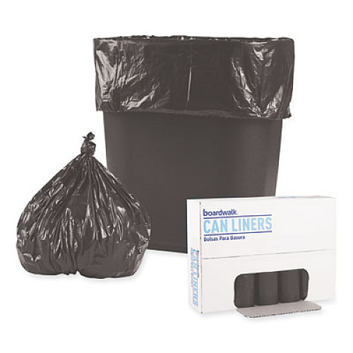 Boardwalk Low-Density Waste Can Liners, 4 gal, 0.35 mil, 17" x 17", Black, Perforated Roll, 50 Bags/Roll, 20 Rolls/Carton (1717L)