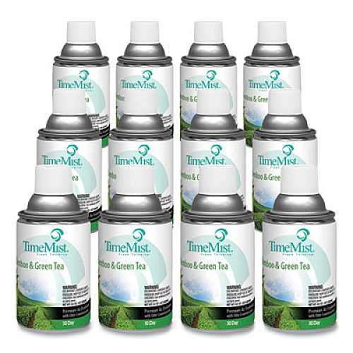 TimeMist Premium Metered Air Freshener Refill, Bamboo and Green Tea 6.6 oz Aerosol Spray, 12/Carton (1047606)