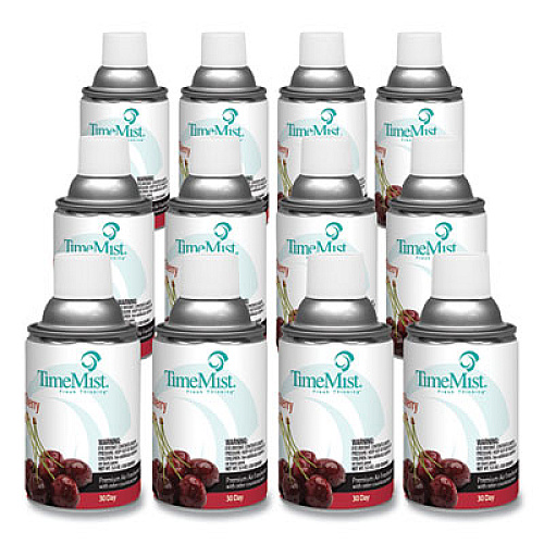 TimeMist Premium Metered Air Freshener Refill, Cherry, 6.6 oz Aerosol Spray, 12/Carton (1042700)