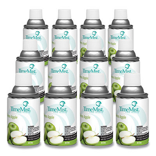 TimeMist Premium Metered Air Freshener Refill, Green Apple, 5.3 oz Aerosol Spray, 12/Carton (1042694)