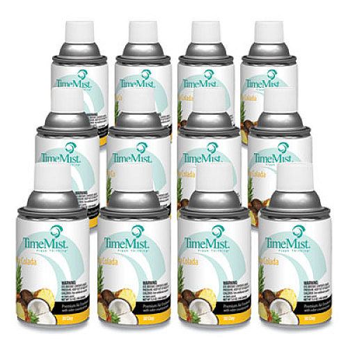 TimeMist Premium Metered Air Freshener Refill, Pina Colada, 5.3 oz Aerosol Spray, 12/Carton (1042690)