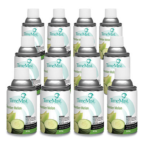 TimeMist Premium Metered Air Freshener Refill, Cucumber Melon, 5.3 oz Aerosol Spray, 12/Carton (1042677)