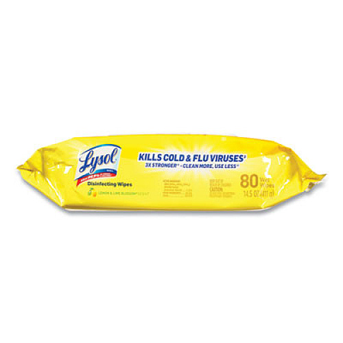 LYSOL Brand Disinfecting Wipes Flatpacks, 6.69 x 7.87, Lemon and Lime Blossom, 80 Wipes/Flat Pack (99716EA)