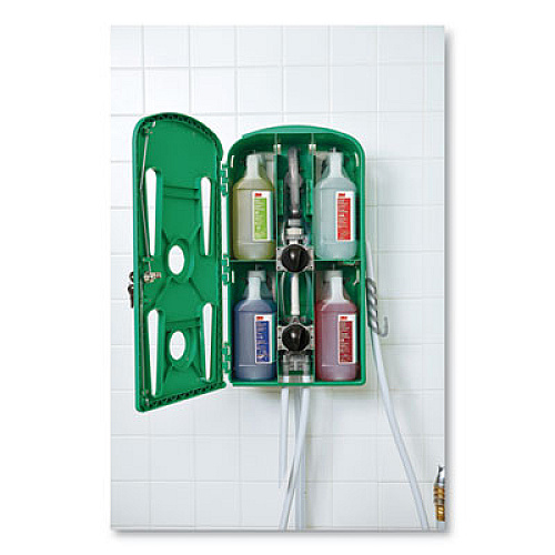 3M Flow Control System Chemical Dispenser, Air Gap, (4) 0.5 gal, 12.25 x 6.3 x 22.5, Green (85852)