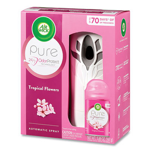 Air Wick Freshmatic Ultra Automatic Pure Starter Kit, 5.94 x 3.31 x 7.63, White, Tropical Flowers 4/Carton (88414)
