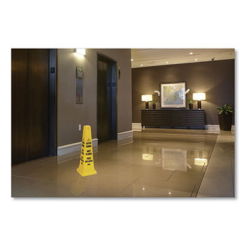 Rubbermaid Commercial Multilingual Wet Floor Safety Cone, 12.25 x 12.25 x 36, Yellow (627677)