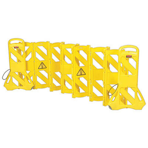 Rubbermaid Commercial Portable Mobile Safety Barrier, Plastic, 13 ft x 40", Yellow (9S1100YEL)