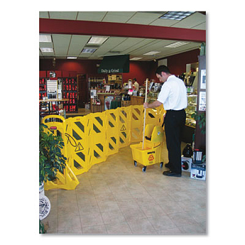 Rubbermaid Commercial Portable Mobile Safety Barrier, Plastic, 13 ft x 40", Yellow (9S1100YEL)