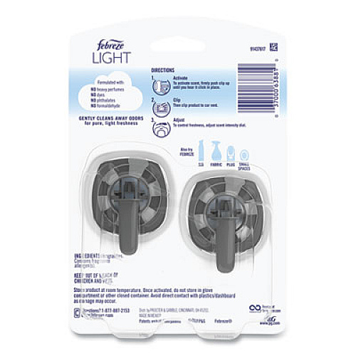 Febreze CAR Air Freshener, Sea Spray, 2 mL Clip, 2/Pack, 8 Packs/Carton (63881)