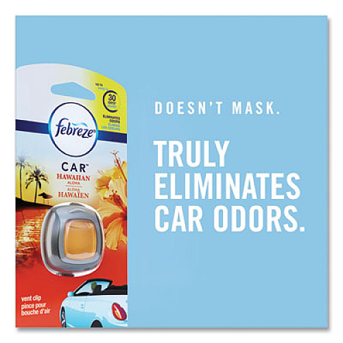 Febreze CAR Air Freshener, Hawaiian Aloha, 2 mL Clip, 2/Pack, 8 Packs/Carton (94734CT)
