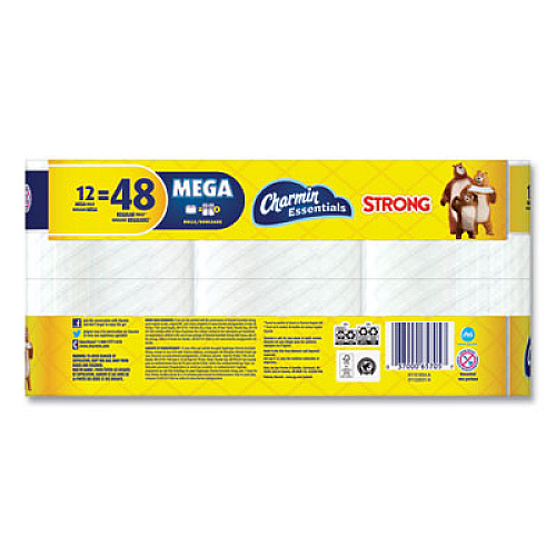 Charmin Essentials Strong Bathroom Tissue, Septic Safe, 1-Ply, White, 4 x 3.92, 451/Roll,12 Roll/Pack (65705)