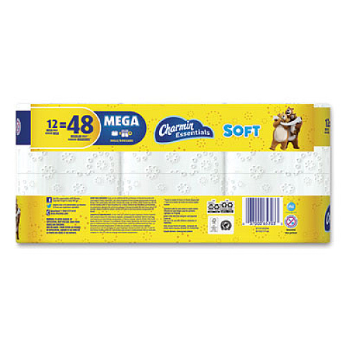 Charmin Essentials Soft Bathroom Tissue, Septic Safe, 2-Ply, White, 4 x 3.92, 352 Sheets/Roll, 12/Pack (65703)