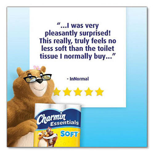 Charmin Essentials Soft Bathroom Tissue, Septic Safe, 2-Ply, White, 4 x 3.92, 352 Sheets/Roll, 12/Pack (65703)