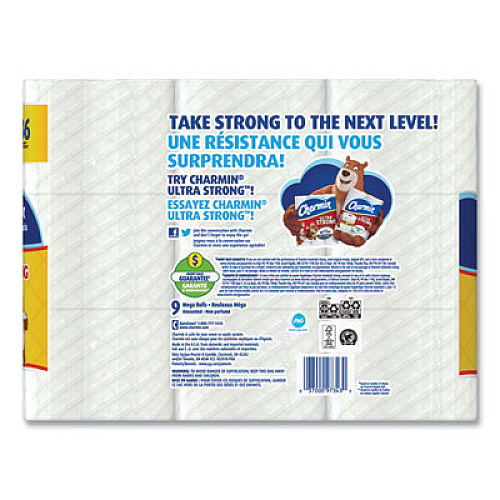 Charmin Essentials Strong Bathroom Tissue, Septic Safe, 1-Ply, White, 4 x 3.92, 451/Roll, 9 Roll/Pack, 4 Packs/Carton (97343)