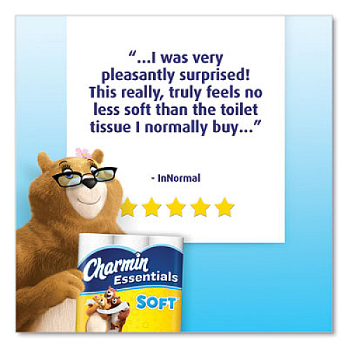 Charmin Essentials Soft Bathroom Tissue, Septic Safe, 2-Ply, White, 4 x 3.92, 352 Sheets/Roll, 18/Pack (79403)