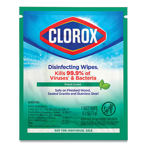 Clorox Disinfecting Wipes, Individually Wrapped, Fresh Scent, 7 x 8, 900/Carton (60048)
