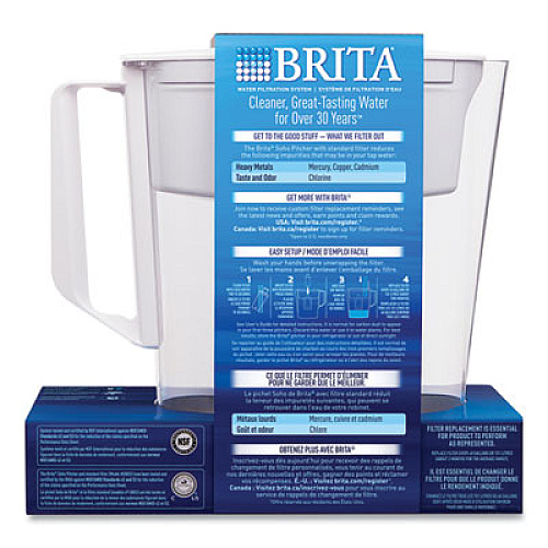 Brita Classic Water Filter Pitcher, 40 oz, 5 Cups (36089EA)