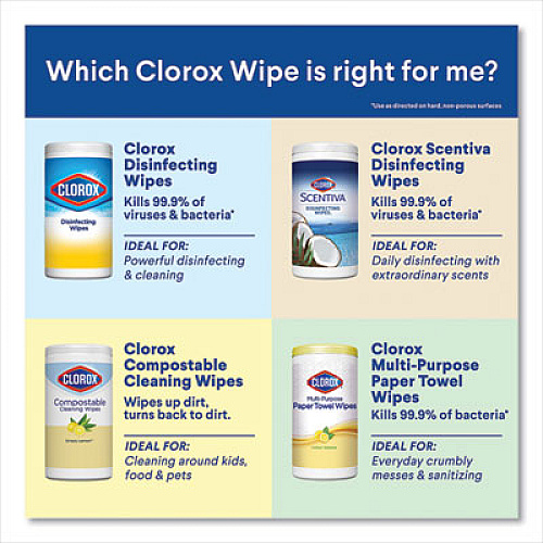 Clorox Disinfecting Wipes On The Go, Fresh Scent, 7 x 8, 9/Pack, 24 Packs/Carton (01665)