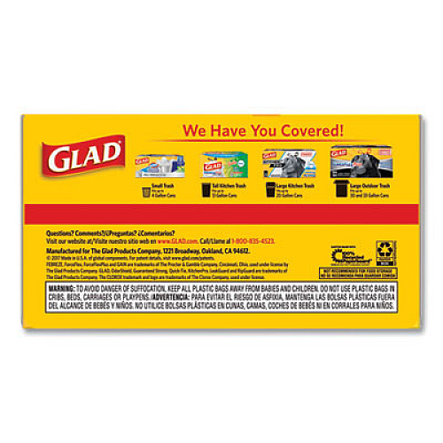 Glad Tall Kitchen Quick-Tie Bags, 13 gal, 0.66 mil, 23.75" x 28", White, 80/Box (60034BX)
