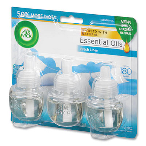 Air Wick Scented Oil Refill, Warming - Fresh Linen, 0.67 oz, 3/Pack, 6 Packs/Carton (92858)