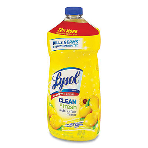 LYSOL Brand Clean and Fresh Multi-Surface Cleaner, Sparkling Lemon and Sunflower Essence, 48 oz Bottle, 9/Carton (89962CT)