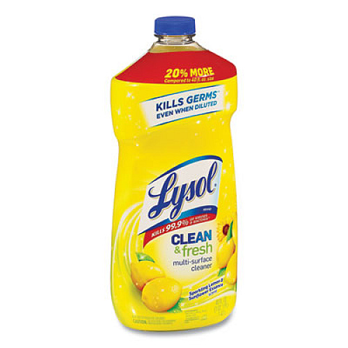 LYSOL Brand Clean and Fresh Multi-Surface Cleaner, Sparkling Lemon and Sunflower Essence, 48 oz Bottle, 9/Carton (89962CT)