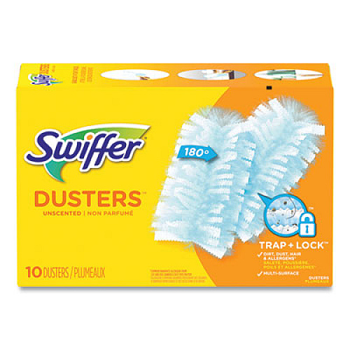 Swiffer Refill Dusters, Dust Lock Fiber, Light Blue, Unscented, 10/Box, 4 Box/Carton (21459CT)