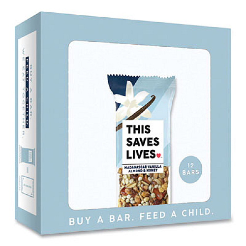 THIS BAR SAVES LIVES Snackbars, Madagascar Vanilla and Almond and Honey, 1.4 oz, 12/Box, 6 Box/Carton (00444CT)