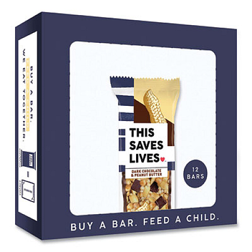 THIS BAR SAVES LIVES Snackbars, Dark Chocolate and Peanut Butter, 1.4 oz, 12/Box (00447BX)