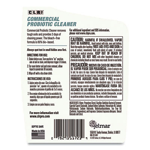 CLR PRO Commercial Probiotic Cleaner, Lemon Scent, 32 oz Spray Bottle, 6/Carton (FMCPC326PRO)