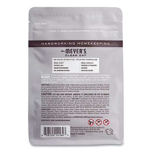 Mrs. Meyer's Automatic Dish Detergent, Lavender, 12.7 oz Pack, 20/Pack, 6 Packs/Carton (306685)