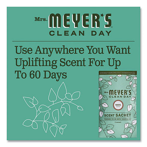 Mrs. Meyer's Clean Day Scent Sachets, Basil, 0.05 lbs Sachet, 18/Carton (308116)