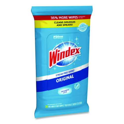 Windex Glass and Surface Wet Wipe, Cloth, 7 x 8, 38/Pack (319251EA)