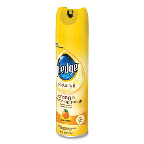 Pledge Furniture Polish, Orange, 9.7 oz Aerosol Spray, 6/Carton (323148)
