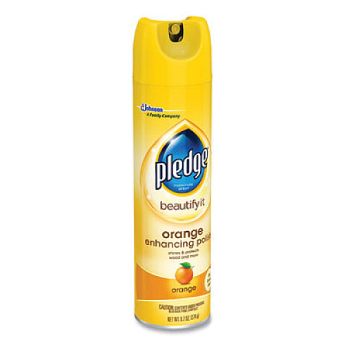 Pledge Furniture Polish, Orange, 9.7 oz Aerosol Spray, 6/Carton (323148)