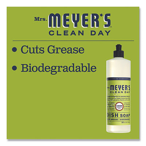 Mrs. Meyer's Dish Soap, Lemon Scent, 16 oz, Bottle, 6/Carton (372575)