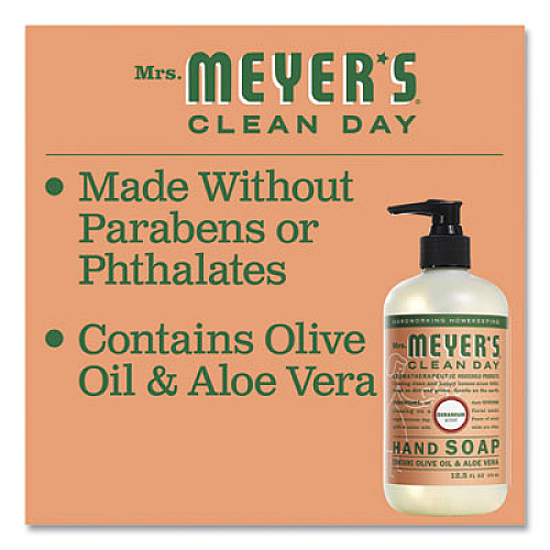 Mrs. Meyer's Clean Day Liquid Hand Soap, Geranium Scent, 12.5 oz, 6/Carton (651332)