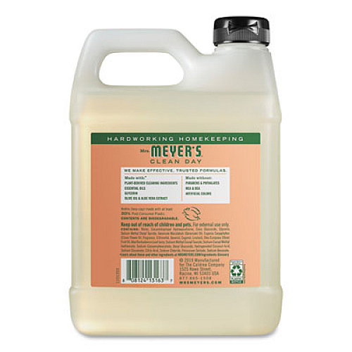 Mrs. Meyer's Clean Day Liquid Hand Soap Refill, Geranium Scent, 33 oz, 6/Carton (651341)