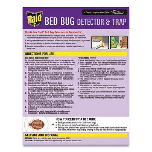 Raid Bed Bug Detector and Trap, 0.19 lb Trap, 8 Traps/Box, 6/Carton (674798)