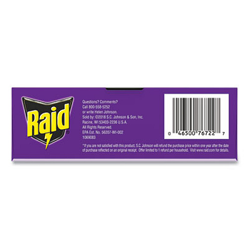 Raid Bed Bug Detector and Trap, 0.19 lb Trap, 8 Traps/Box, 6/Carton (674798)