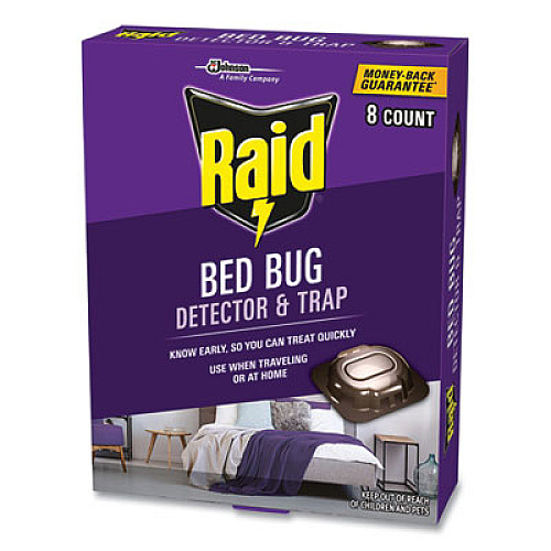Raid Bed Bug Detector and Trap, 0.19 lb Trap, 8 Traps/Box, 6/Carton (674798)