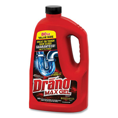 Drano Max Gel Clog Remover, Bleach Scent, 80 oz Bottle, 6/Carton (694772)