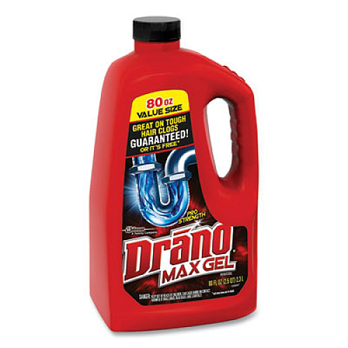 Drano Max Gel Clog Remover, Bleach Scent, 80 oz Bottle, 6/Carton (694772)